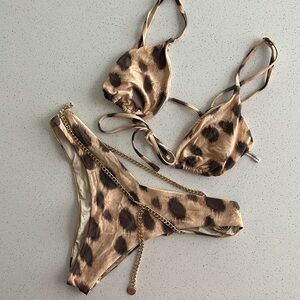 WEWOREWHAT Leopard Two Piece Bikini w Belt
